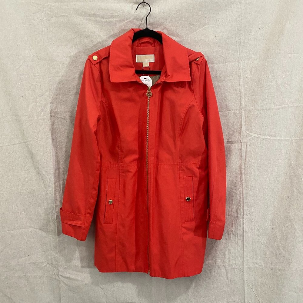Michael Kors Red Hooded Rain Jacket